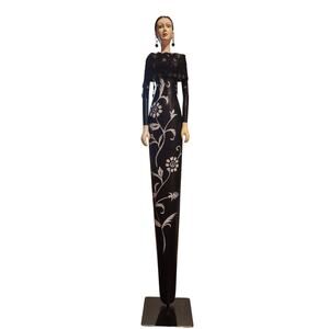 Vintage Unique Art Woman Wooden Statue 21" Tall